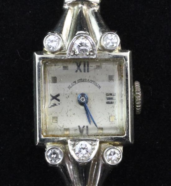 A ladys 1930s Art Deco 14ct white gold cocktail watch,